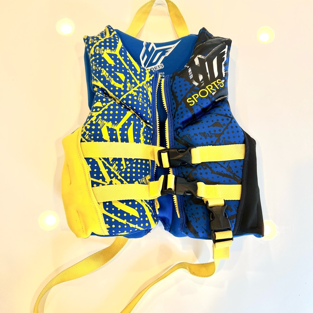 Kids Swim Vest - Blue and Yellow 30lbs-50lbs sports great condition